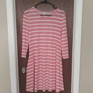 Pink Lily - Coral & White Striped Dress